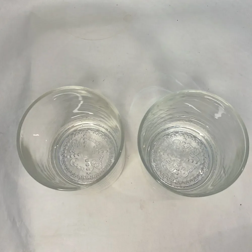 Crown Royal Rocks Glasses 8 Ounces Each 3 In Round 3 3/4!Tall Set Of 2 Stamped